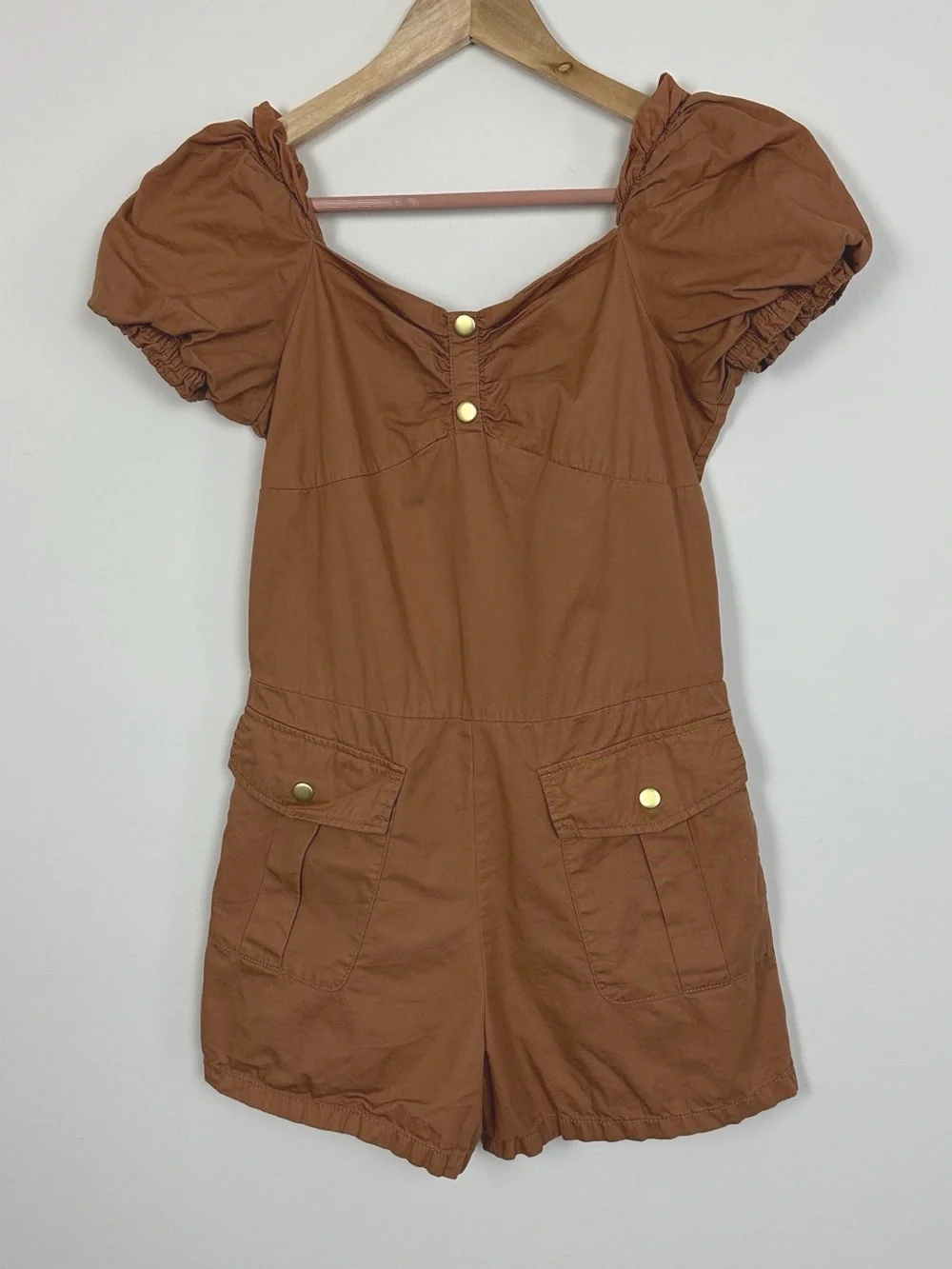 Janie and Jack Puff Sleeve Patch Pocket Romper Sz 16